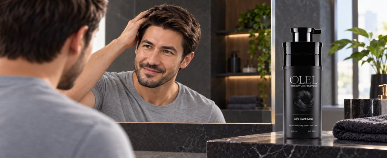 Olel Alfa Black Men shampoo with the original male model